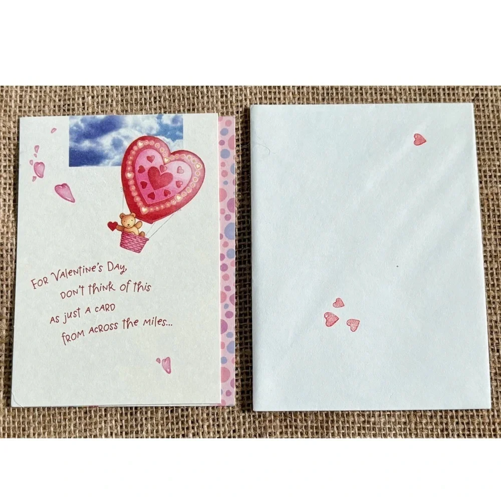 Vintage Teddy Bear Valentine’s Card Hearts Whimsy Carlton Just Between Friends